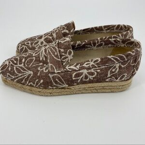 Bally brown floral weave slide on espadrille 9